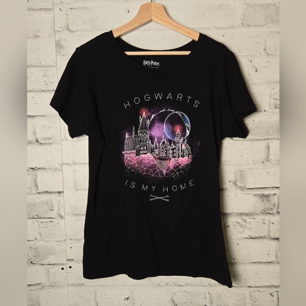 Harry Potter Hogwarts Is My Home Galaxy Graphic Tee Black 2XL